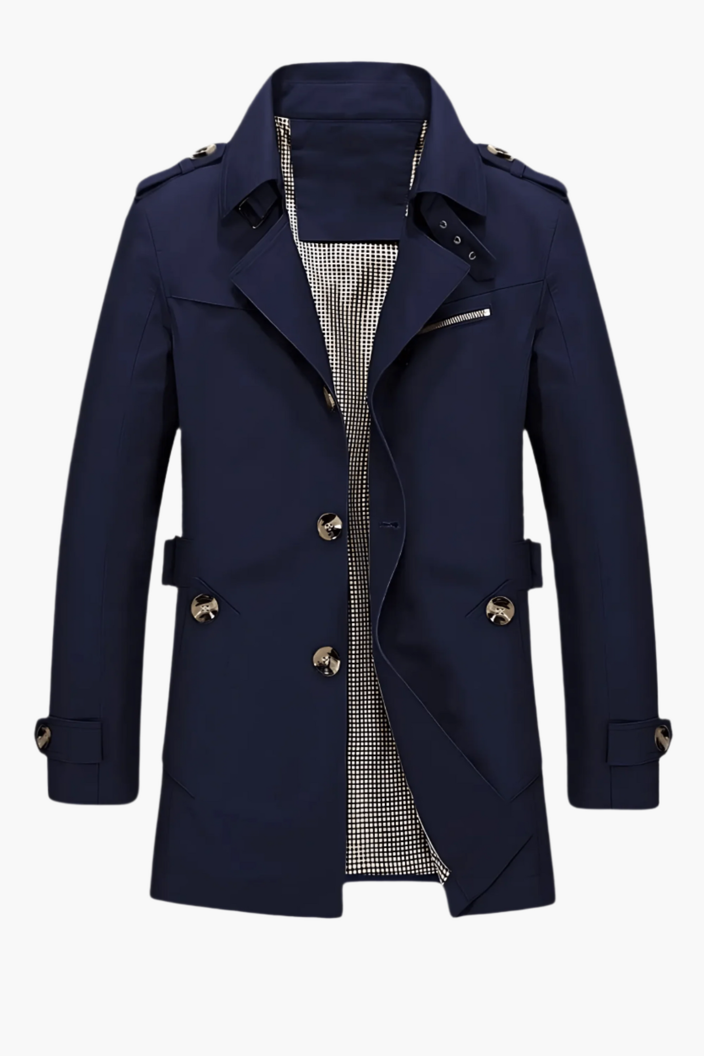 Men's Classic Trench Coat with Notched Collar – Elegant Modern Outerwear for Winter