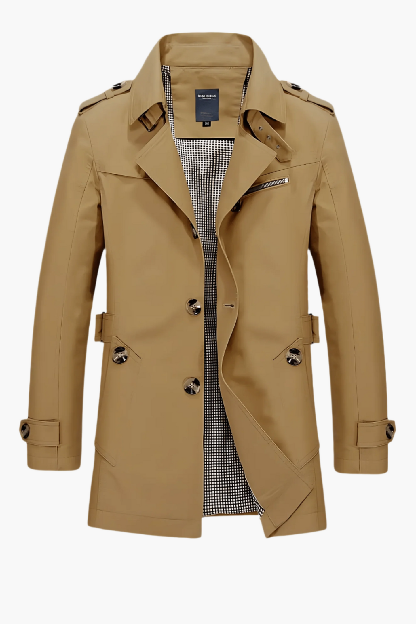 Men's Classic Trench Coat with Notched Collar – Elegant Modern Outerwear for Winter