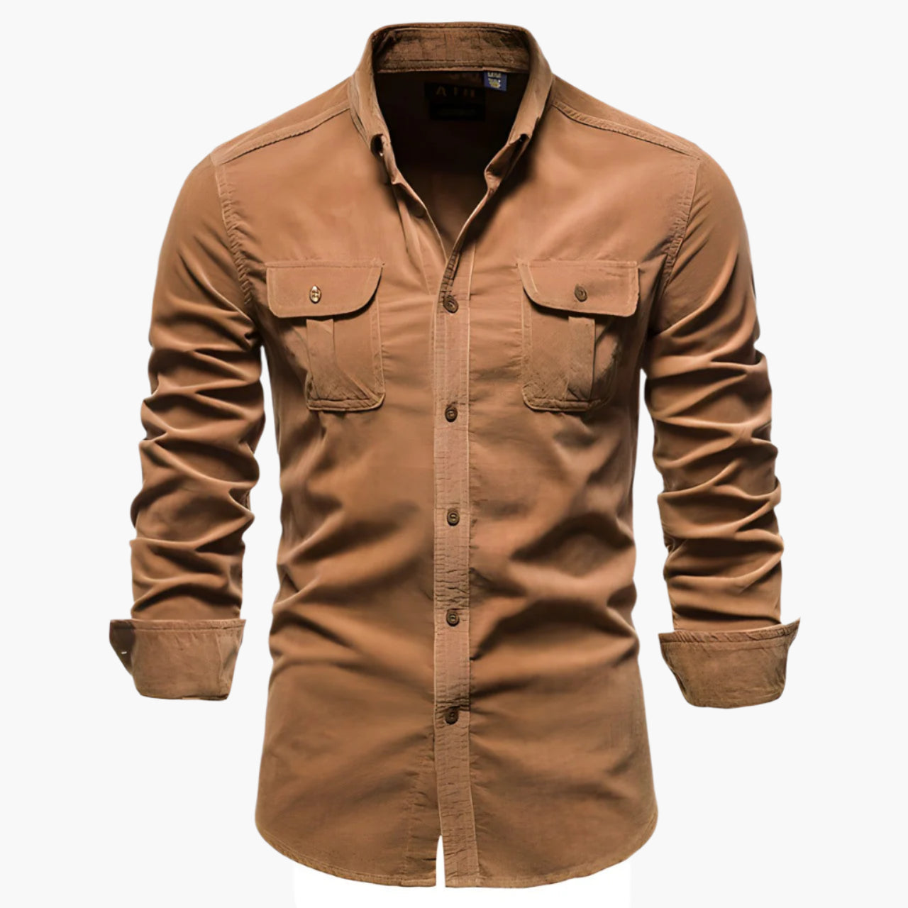 Men's Casual Long Sleeve Button-Up Shirt with Pockets - Modern Everyday Style