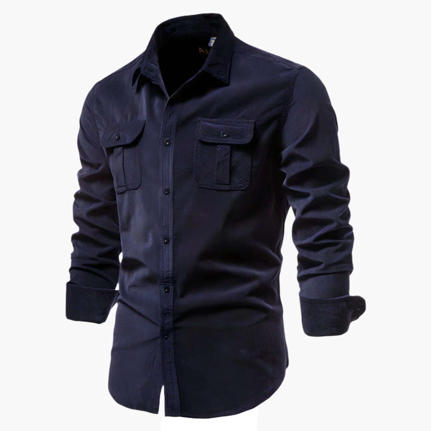 Men's Casual Long Sleeve Button-Up Shirt with Pockets - Modern Everyday Style