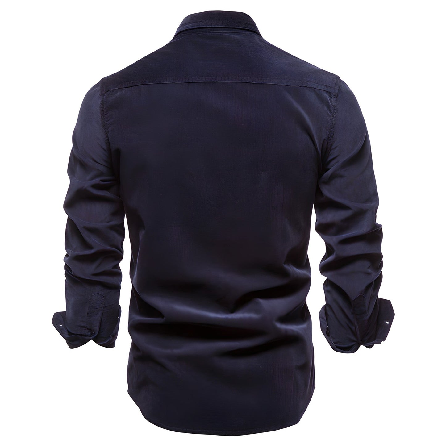 Men's Casual Long Sleeve Button-Up Shirt with Pockets - Modern Everyday Style
