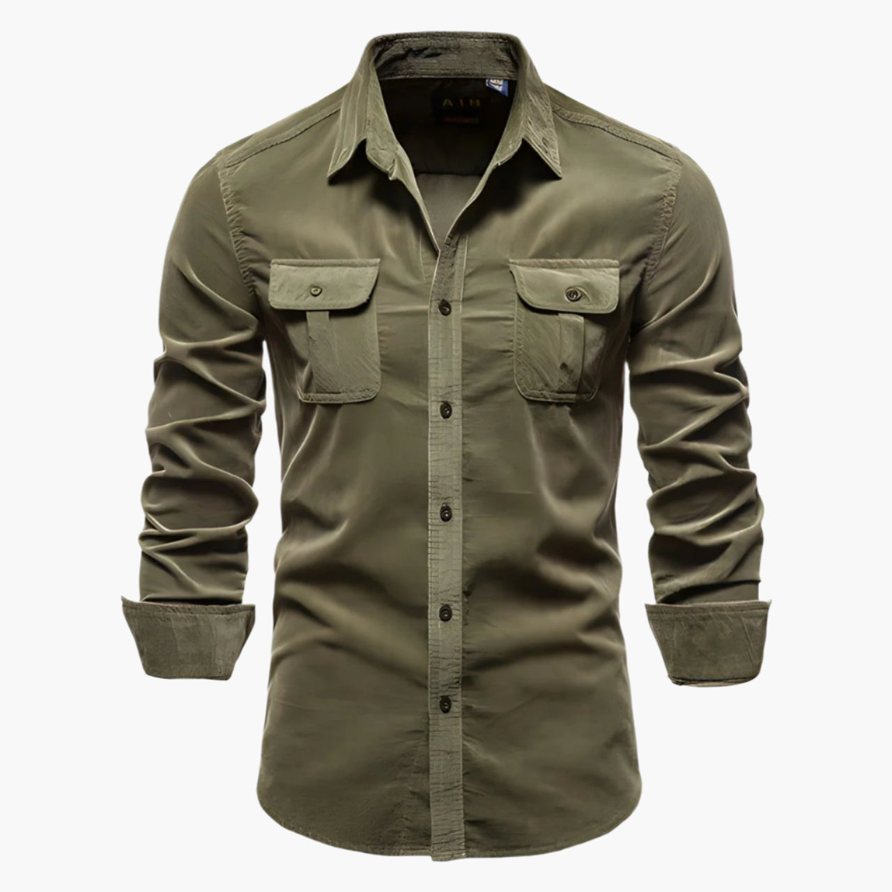 Men's Casual Long Sleeve Button-Up Shirt with Pockets - Modern Everyday Style