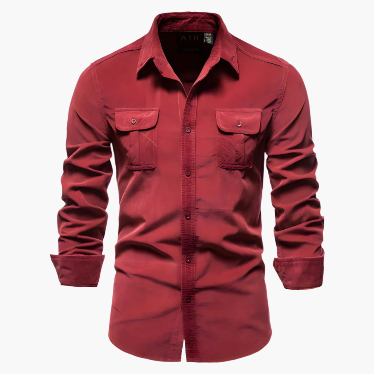 Men's Casual Long Sleeve Button-Up Shirt with Pockets - Modern Everyday Style