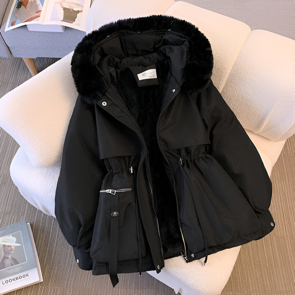 Women's Elegant Winter Parka Coat with Faux Fur Hood – Warm, Stylish & Waterproof Outerwear