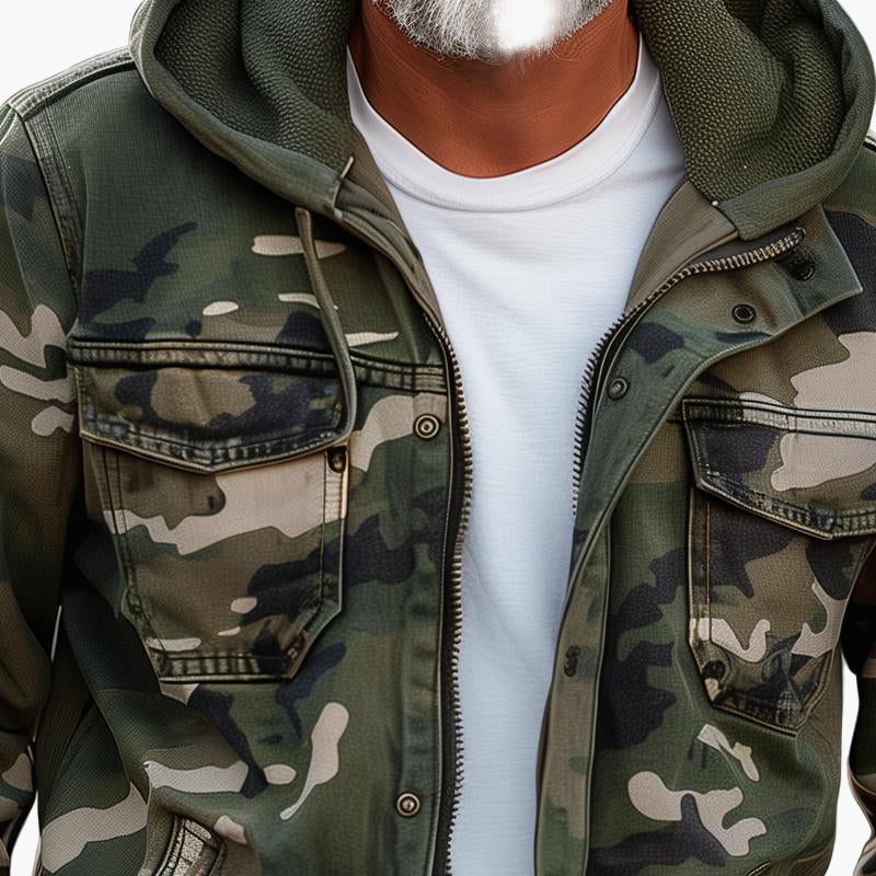 Men's Tactical Outdoor Camouflage Hooded Cargo Jacket