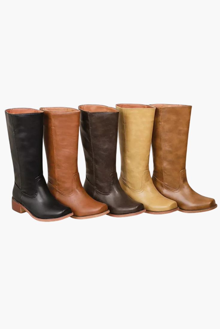 Women's Classic Knee-High Fashion Boots – Stylish Everyday Block Heel Footwear
