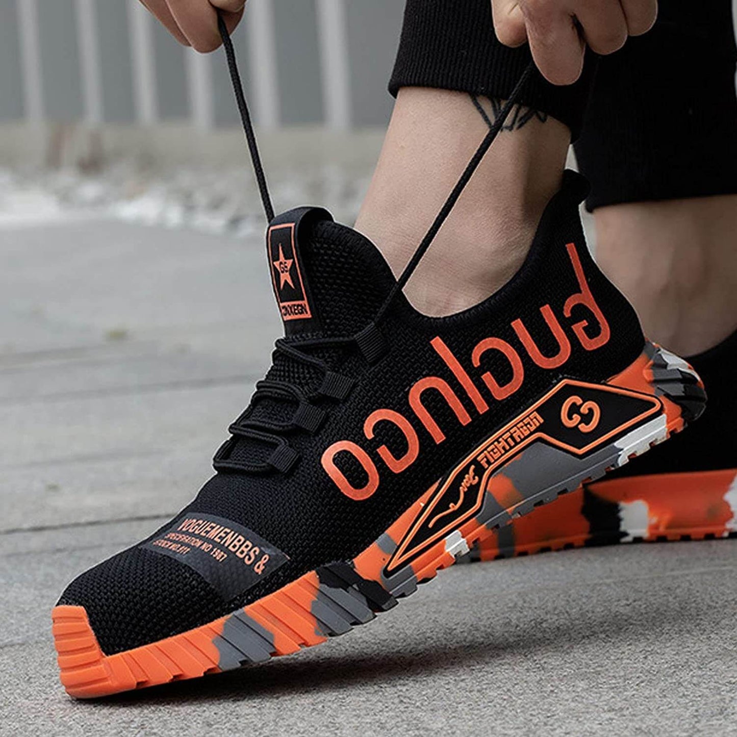 Men's Lightweight Safety Work Sneakers with Steel Toe – Athletic Comfort & Slip-Resistant Protection