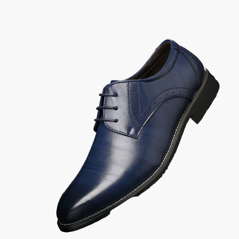 Men's Classic Dress Derby Shoes with Brogue Detailing for Business and Formal Events