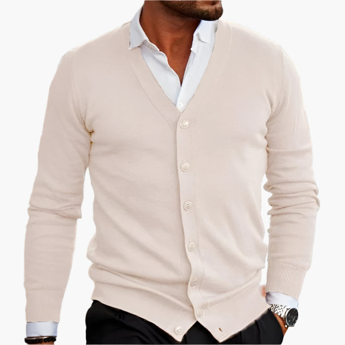 Men's Classic V-Neck Button-Up Cardigan – Elegant Casual Style