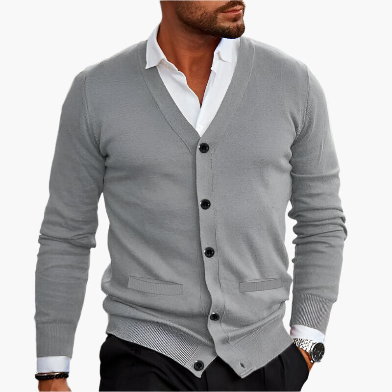 Men's Classic V-Neck Button-Up Cardigan – Elegant Casual Style