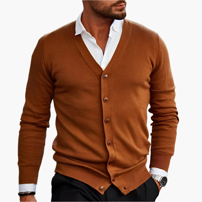 Men's Classic V-Neck Button-Up Cardigan – Elegant Casual Style