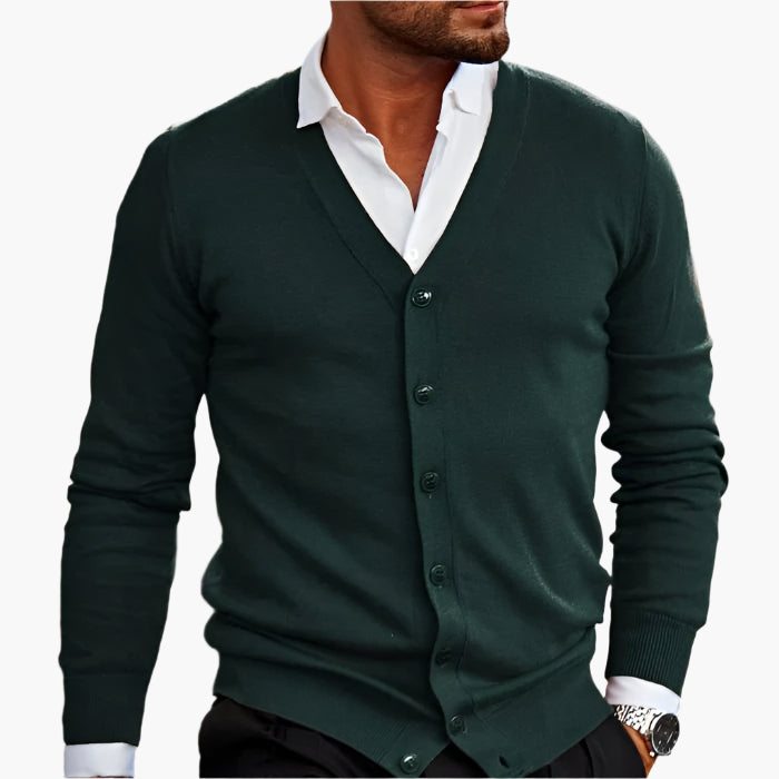 Men's Classic V-Neck Button-Up Cardigan – Elegant Casual Style
