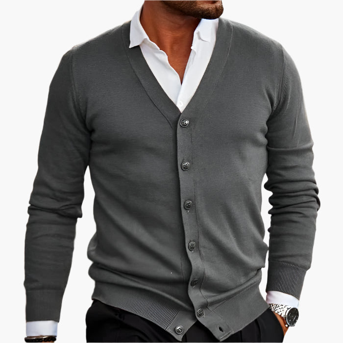 Men's Classic V-Neck Button-Up Cardigan – Elegant Casual Style