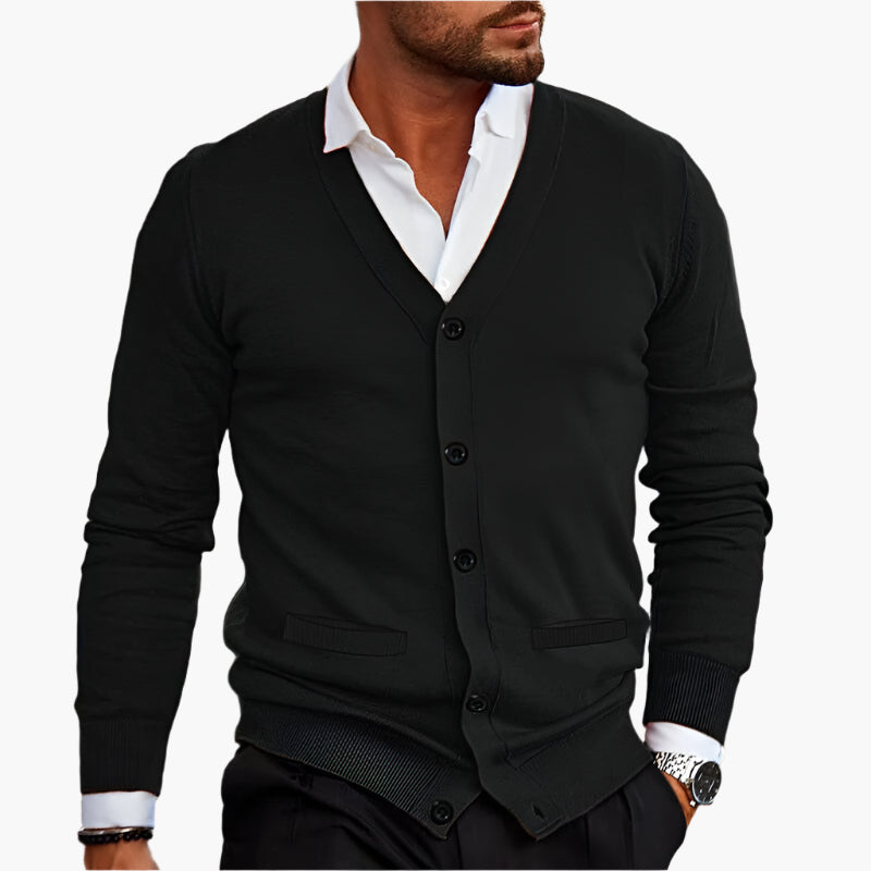 Men's Classic V-Neck Button-Up Cardigan – Elegant Casual Style