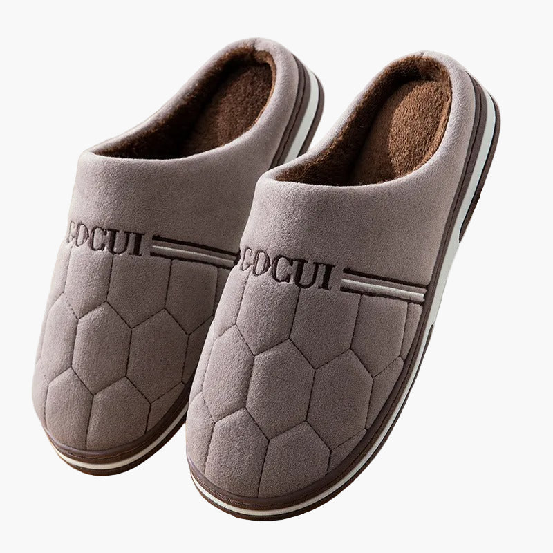 Men's Cozy Quilted Indoor House Slippers with Thick Sole – Casual Comfort for Winter