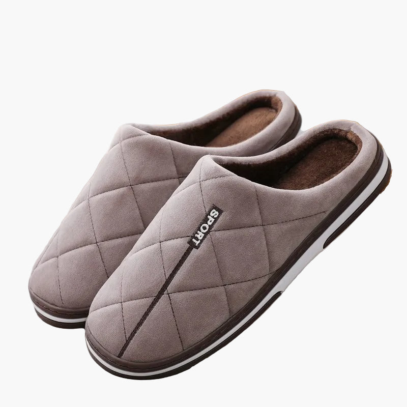 Men's Cozy Quilted Indoor House Slippers with Thick Sole – Casual Comfort for Winter