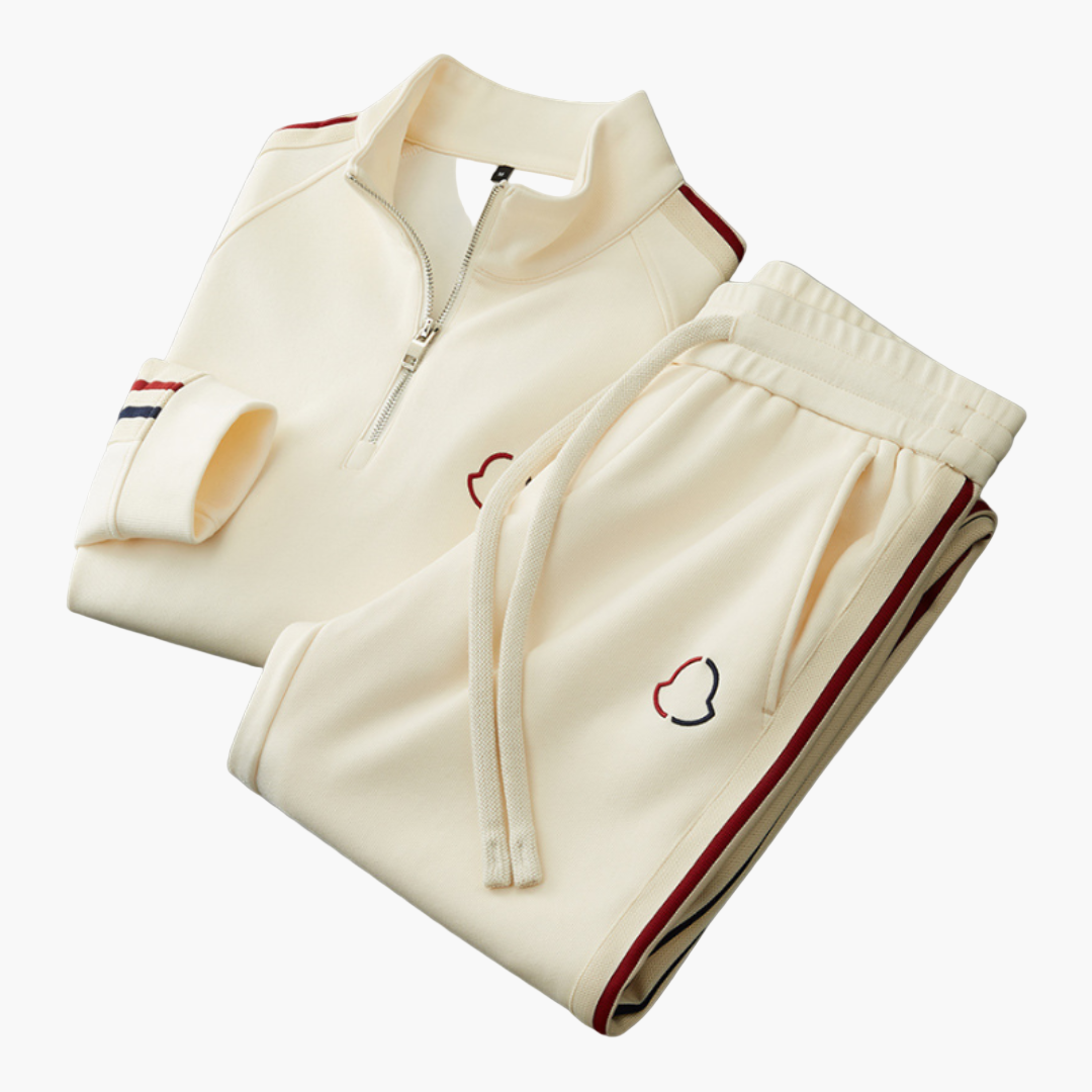 Men's Sporty Quarter-Zip Jogging Set – Modern Relaxed Fit Athleisure Tracksuit