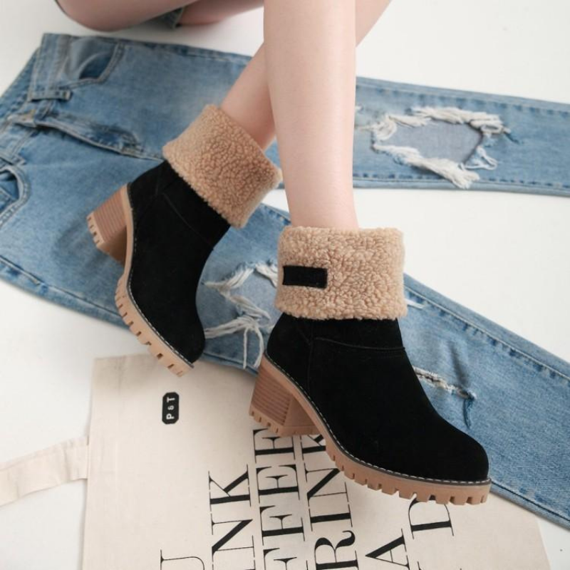 Women's Foldable Warm Suede Ankle Boots – Stylish All-Season Comfort