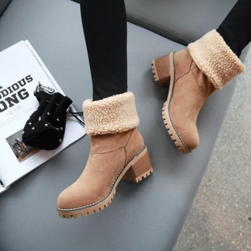 Women's Foldable Warm Suede Ankle Boots – Stylish All-Season Comfort
