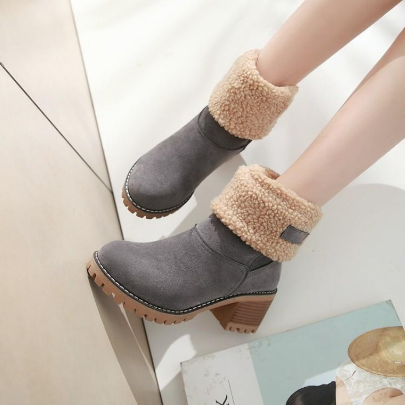 Women's Foldable Warm Suede Ankle Boots – Stylish All-Season Comfort