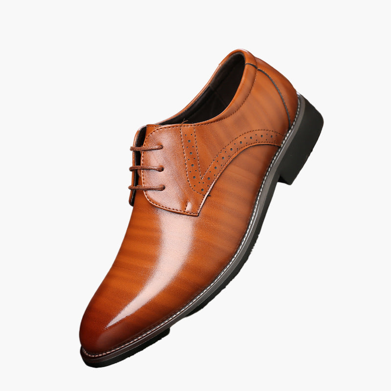 Men's Classic Dress Derby Shoes with Brogue Detailing for Business and Formal Events