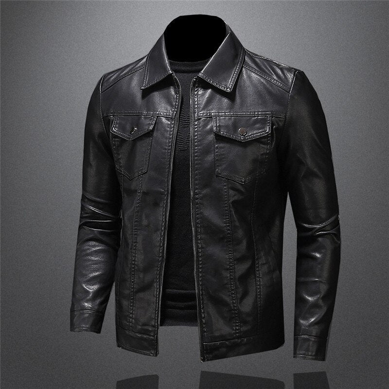 Men's Classic Faux Leather Jacket – Timeless Elegant Style for Casual and Formal Occasions