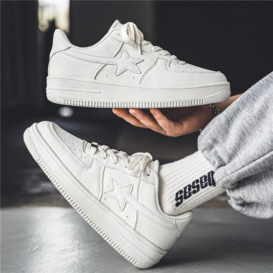 Eric – Thick Soled White Casual Sneakers for Men