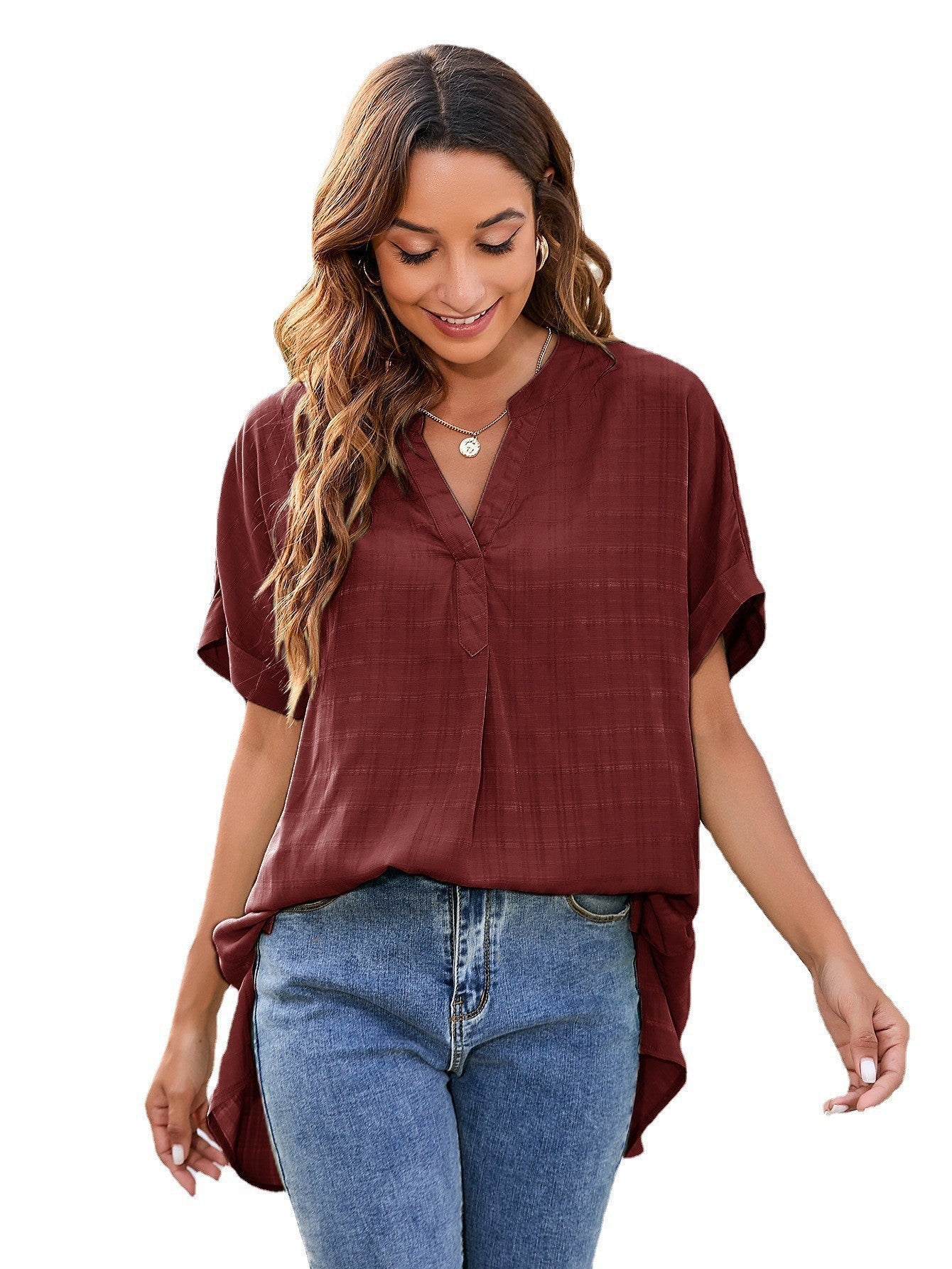 Michelle – V-neck Casual Pullover Loose Shirt