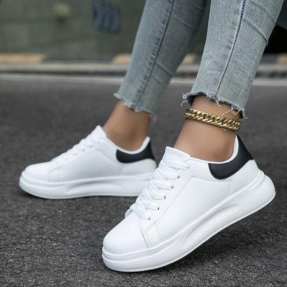 Sara – Clean White Vegan Leather Sneakers