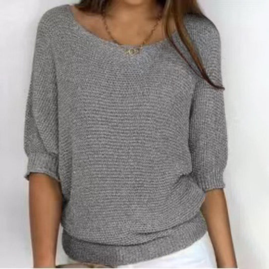 Michelle – Solid Color Round Neck Sweater