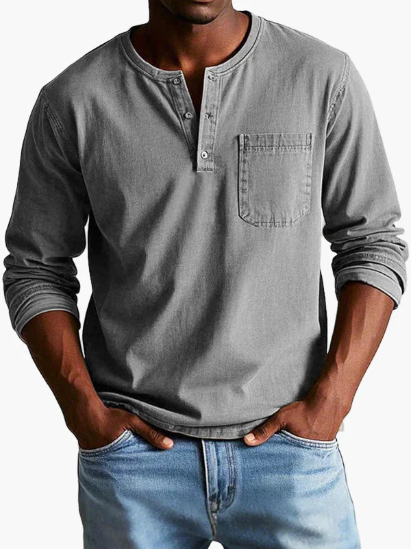 Men's Classic Long Sleeve Henley Shirt for Casual and Everyday Wear