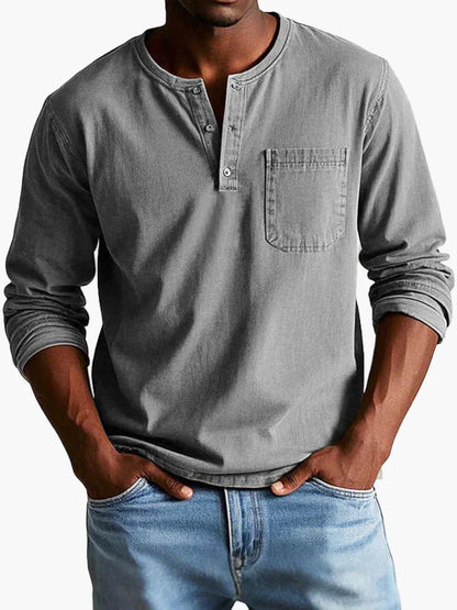 Men's Classic Long Sleeve Henley Shirt for Casual and Everyday Wear