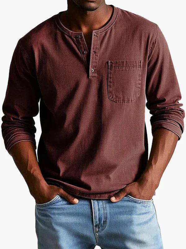 Men's Classic Long Sleeve Henley Shirt for Casual and Everyday Wear