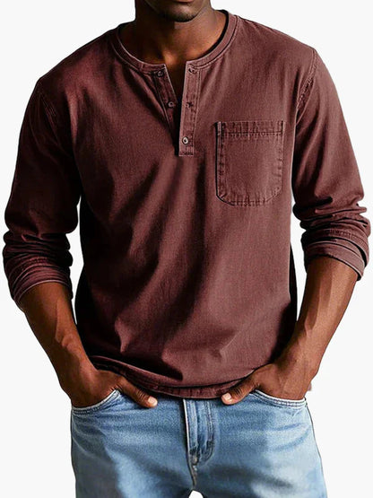 Men's Classic Long Sleeve Henley Shirt for Casual and Everyday Wear