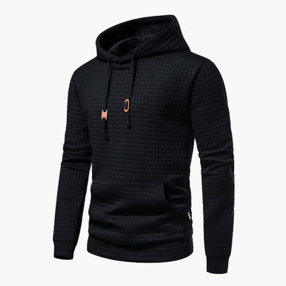 Men's Casual Plaid Textured Hoodie – Modern Relaxed Fit Pullover for Everyday Comfort