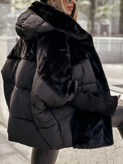 Women's Winter Faux Fur Hooded Puffer Jacket for Cold Weather Outdoor Style