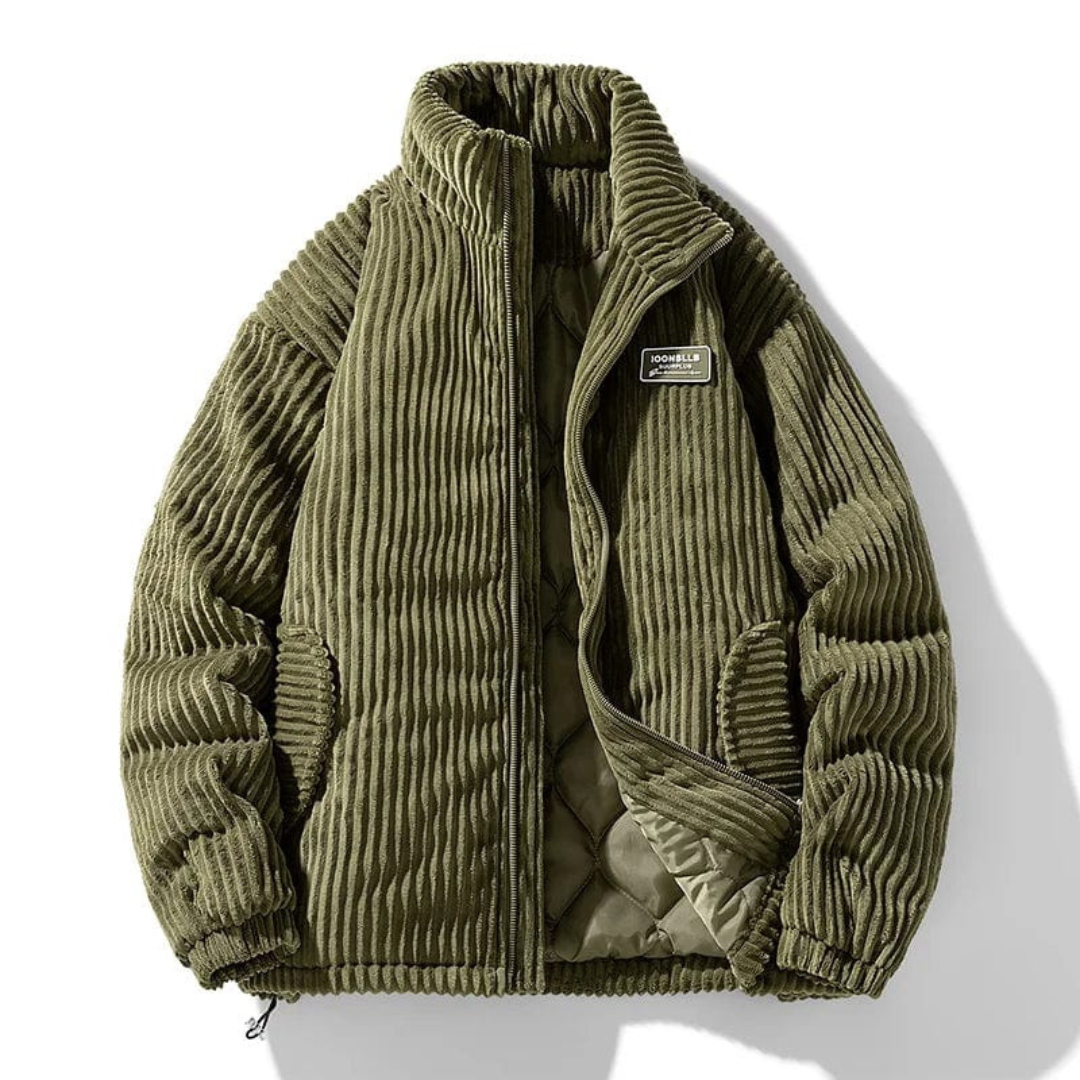 Men's Corduroy Puffer Jacket – Casual Winter Outerwear with Modern Fit