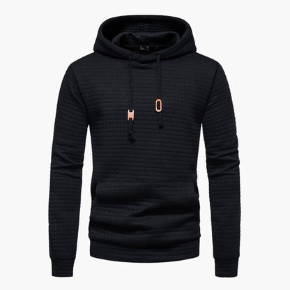 Men's Casual Plaid Textured Hoodie – Modern Relaxed Fit Pullover for Everyday Comfort