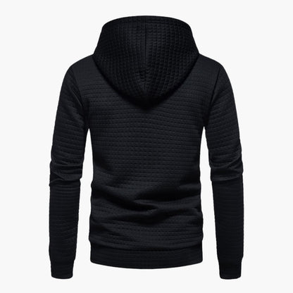 Men's Casual Plaid Textured Hoodie – Modern Relaxed Fit Pullover for Everyday Comfort