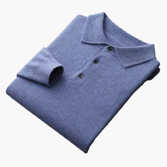 Men's Classic Wool Polo Sweater – Timeless Long-Sleeve Knitwear for Versatile Style