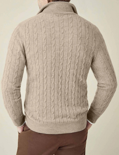 Men's Cable-Knit Quarter-Zip Sweater – Classic Modern Style for Work & Weekend