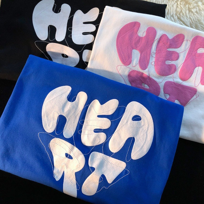 Tony – Casual Heart Print Short-sleeved T-shirt