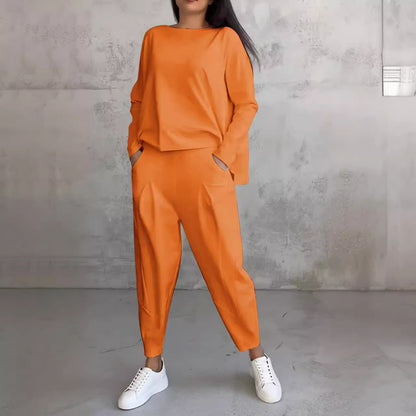 Carly – Irregular Design Long-sleeved Sweater Harem Pants Suit