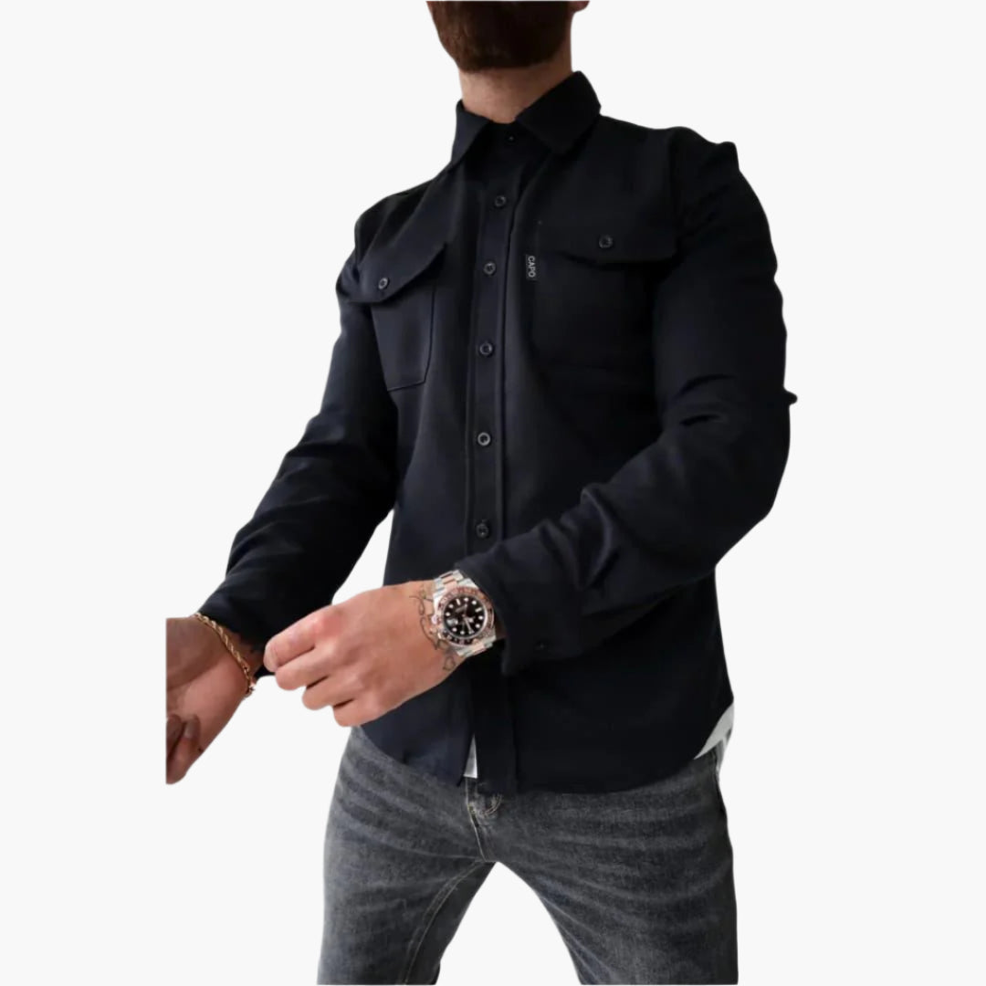 Men's Modern Button-Up Overshirt Jacket - Smart Casual Style