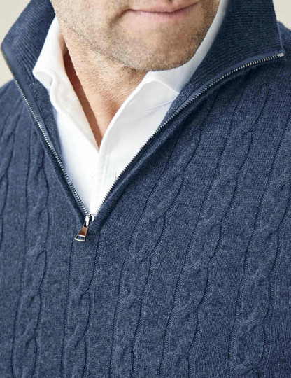 Men's Cable-Knit Quarter-Zip Sweater – Classic Modern Style for Work & Weekend
