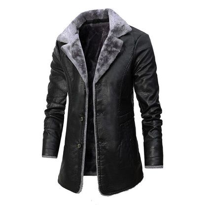 Gary – Plush Lapel Vegan Leather Jacket for Men