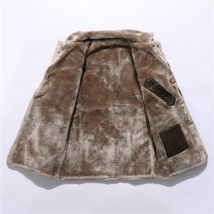 Gary – Plush Lapel Vegan Leather Jacket for Men