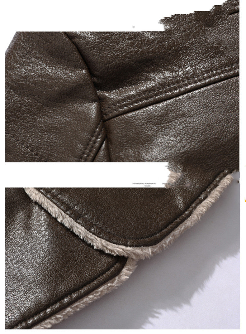 Gary – Plush Lapel Vegan Leather Jacket for Men