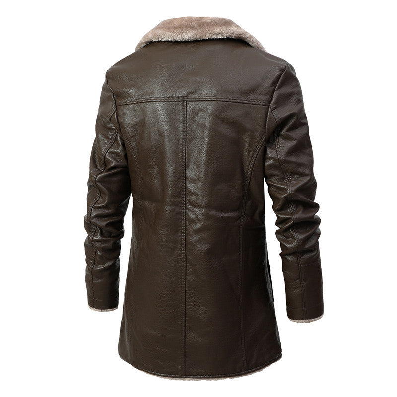 Gary – Plush Lapel Vegan Leather Jacket for Men