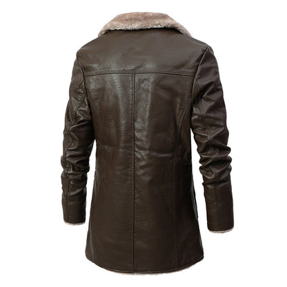 Gary – Plush Lapel Vegan Leather Jacket for Men